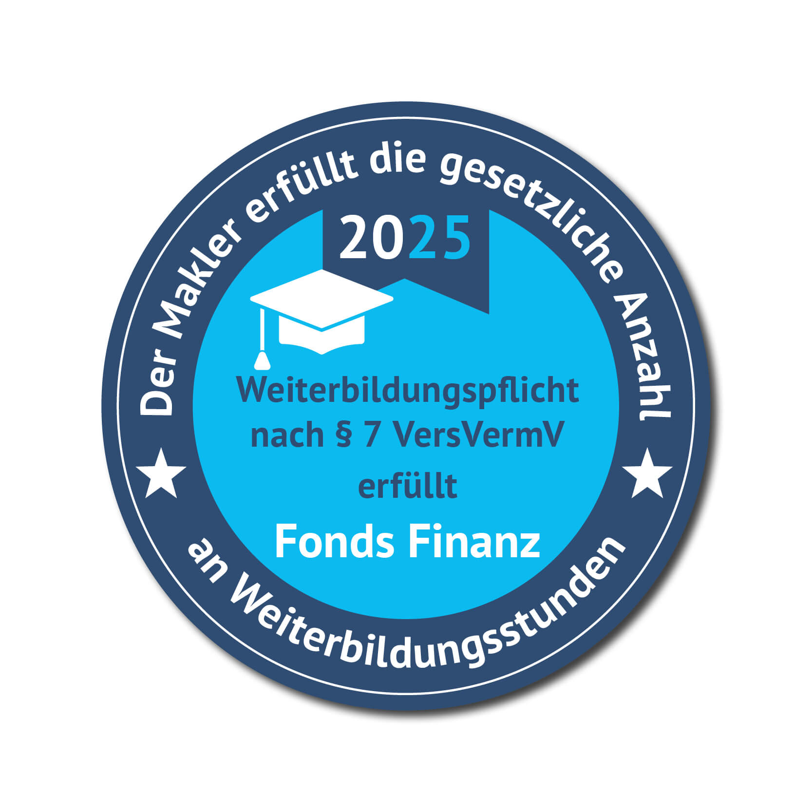 Siegel: Weiterbildungsverpflichtung nach § 7 VersVermV erfüllt, Fonds Finanz 2025